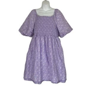 Hope & Henry Adorable Lavender Smocked Puff Sleeve Cottagecore Dress Size 16